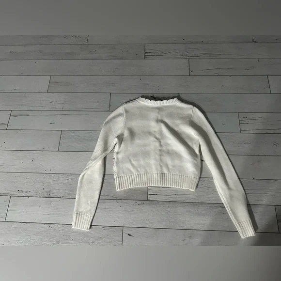 Chic White and Pink Floral Cardigan - Picture 5 of 9